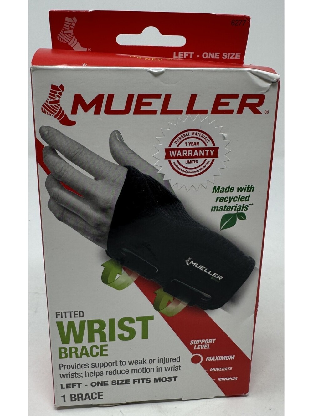 Mueller Sports Medicine Fitted Wrist Brace Left One Size Fits Most